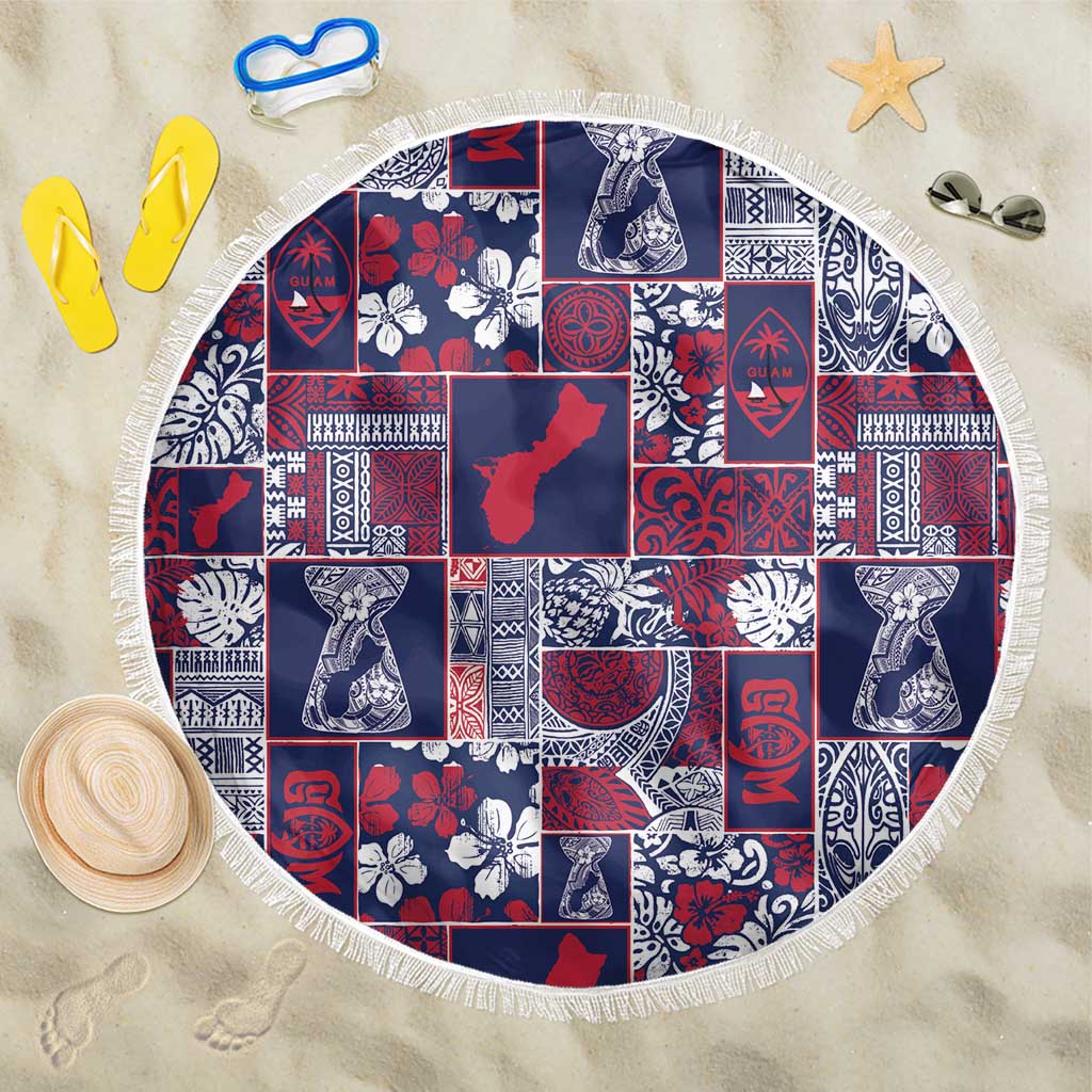 Guam Felis Pasgua Beach Blanket Pacific Patchwork Xmas Vibes LT9 One Size 150cm Blue - Polynesian Pride