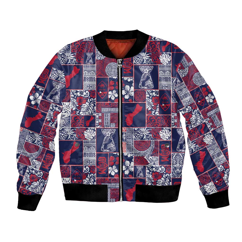 Guam Felis Pasgua Bomber Jacket Pacific Patchwork Xmas Vibes - Polynesian Pride