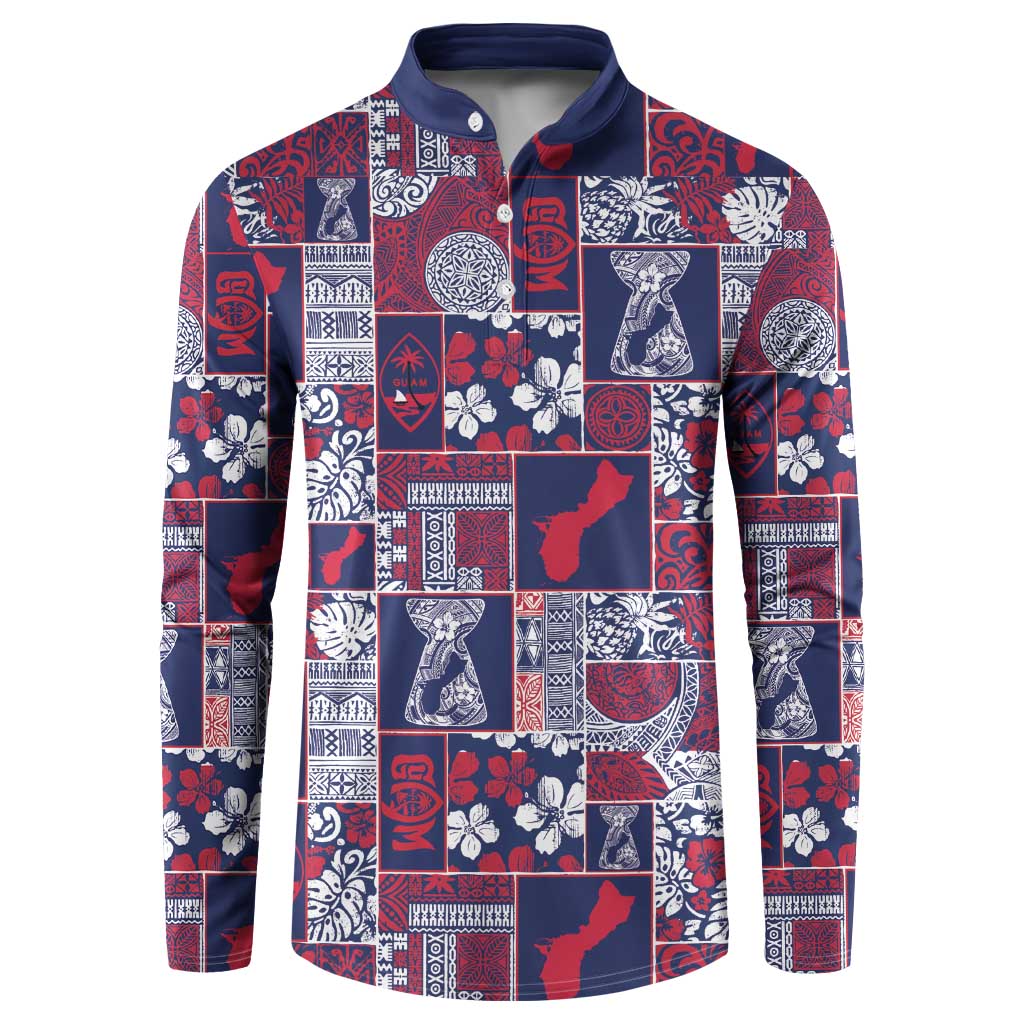 Guam Felis Pasgua Button Sweatshirt Pacific Patchwork Xmas Vibes - Polynesian Pride