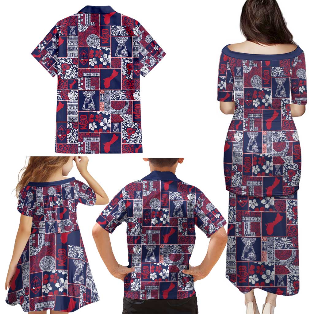 Guam Felis Pasgua Family Matching Puletasi and Hawaiian Shirt Pacific Patchwork Xmas Vibes - Polynesian Pride