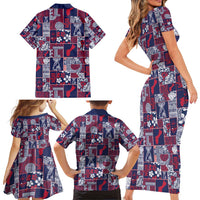 Guam Felis Pasgua Family Matching Short Sleeve Bodycon Dress and Hawaiian Shirt Pacific Patchwork Xmas Vibes - Polynesian Pride