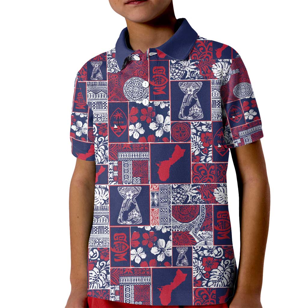 Guam Felis Pasgua Kid Polo Shirt Pacific Patchwork Xmas Vibes - Polynesian Pride