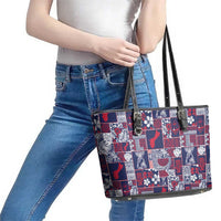 Guam Felis Pasgua Leather Tote Bag Pacific Patchwork Xmas Vibes - Polynesian Pride