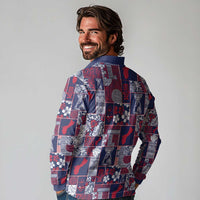 Guam Felis Pasgua Long Sleeve Polo Shirt Pacific Patchwork Xmas Vibes - Polynesian Pride