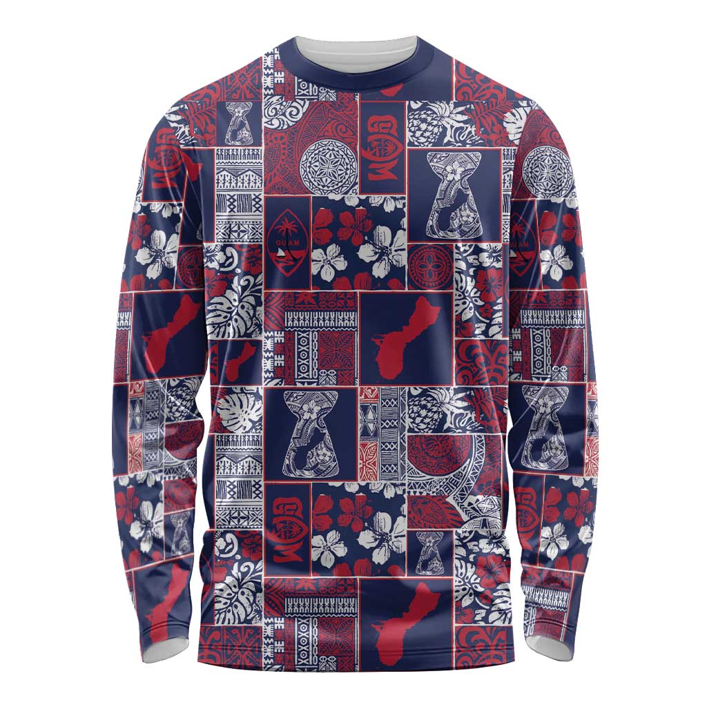 Guam Felis Pasgua Long Sleeve Shirt Pacific Patchwork Xmas Vibes - Polynesian Pride
