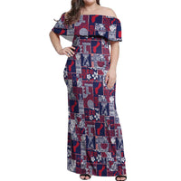 Guam Felis Pasgua Off Shoulder Maxi Dress Pacific Patchwork Xmas Vibes - Polynesian Pride
