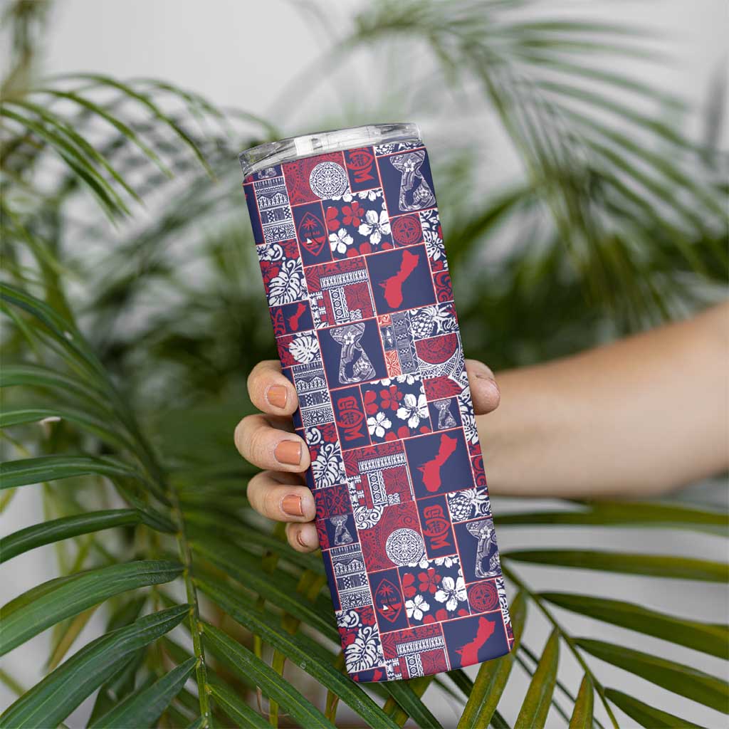 Guam Felis Pasgua Skinny Tumbler Pacific Patchwork Xmas Vibes - Polynesian Pride