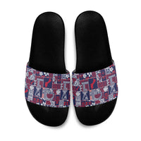 Guam Felis Pasgua Slide Sandals Pacific Patchwork Xmas Vibes LT9 Blue - Polynesian Pride