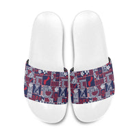 Guam Felis Pasgua Slide Sandals Pacific Patchwork Xmas Vibes LT9 Blue - Polynesian Pride