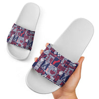 Guam Felis Pasgua Slide Sandals Pacific Patchwork Xmas Vibes LT9 - Polynesian Pride