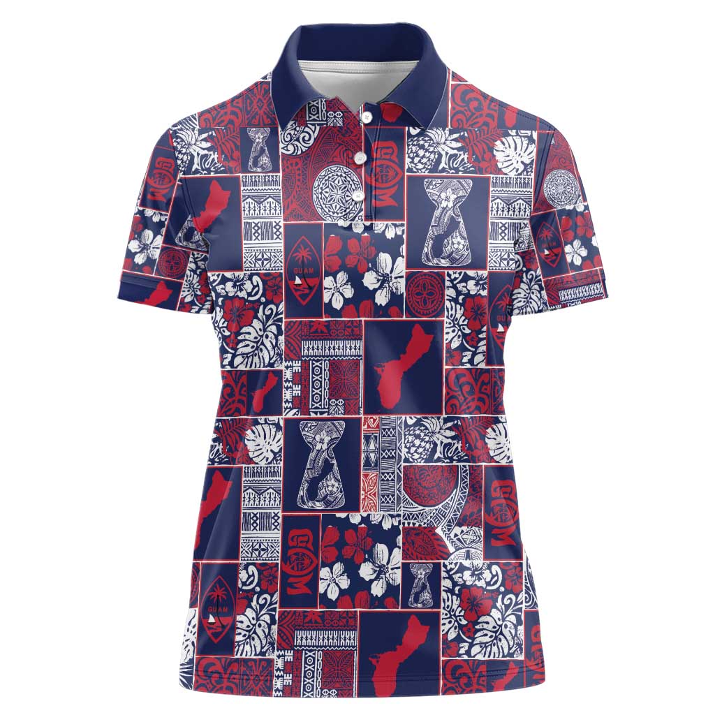 Guam Felis Pasgua Women Polo Shirt Pacific Patchwork Xmas Vibes - Polynesian Pride