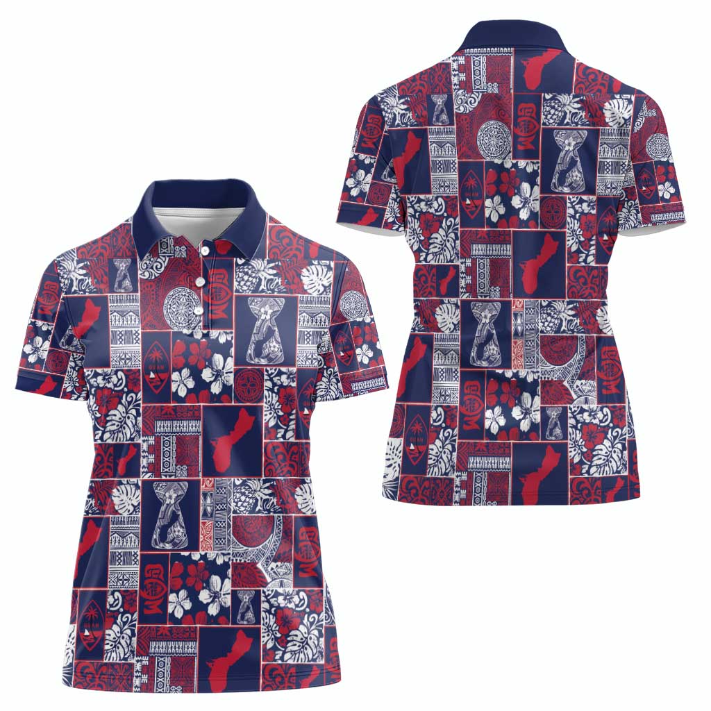 Guam Felis Pasgua Women Polo Shirt Pacific Patchwork Xmas Vibes - Polynesian Pride