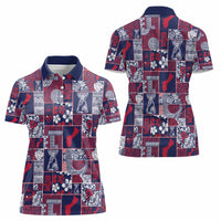 Guam Felis Pasgua Women Polo Shirt Pacific Patchwork Xmas Vibes - Polynesian Pride