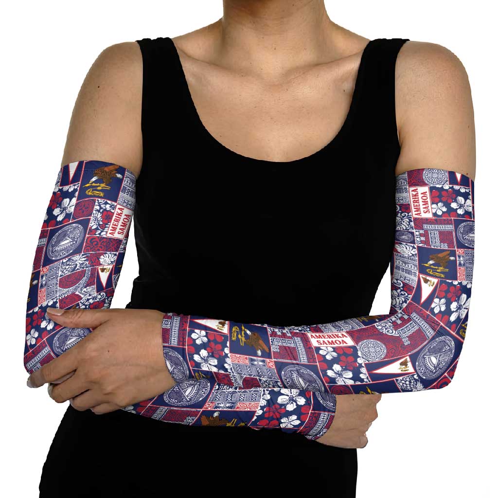 Manuia le Kerisimasi American Samoa Arm Sleeves Pacific Patchwork Xmas Vibes - Polynesian Pride