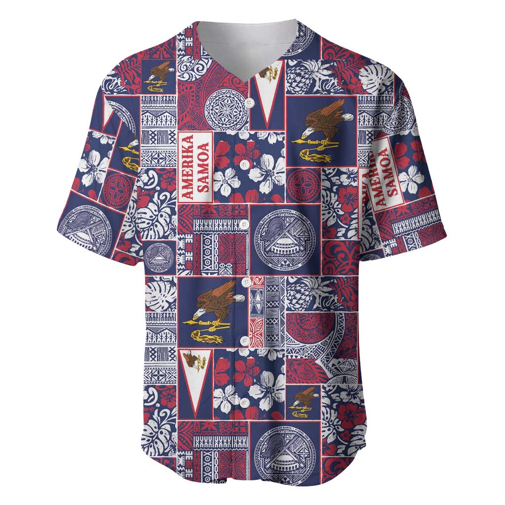 Manuia le Kerisimasi American Samoa Baseball Jersey Pacific Patchwork Xmas Vibes - Polynesian Pride