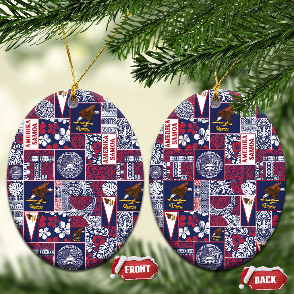 Manuia le Kerisimasi American Samoa Ceramic Ornament Pacific Patchwork Xmas Vibes - Polynesian Pride