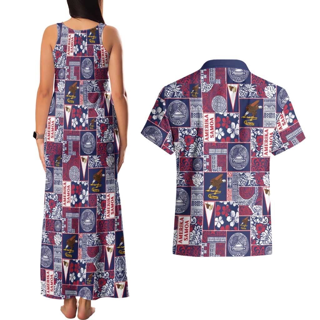 Manuia le Kerisimasi American Samoa Couples Matching Tank Maxi Dress and Hawaiian Shirt Pacific Patchwork Xmas Vibes - Polynesian Pride