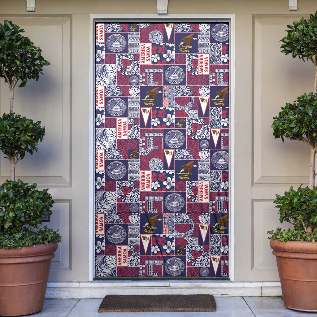 Manuia le Kerisimasi American Samoa Door Cover Pacific Patchwork Xmas Vibes LT9 Blue - Polynesian Pride