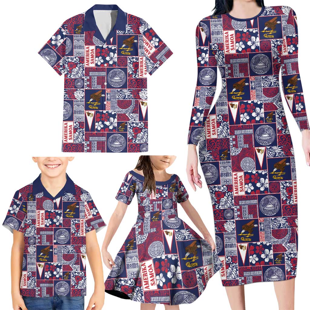 Manuia le Kerisimasi American Samoa Family Matching Long Sleeve Bodycon Dress and Hawaiian Shirt Pacific Patchwork Xmas Vibes LT9 - Polynesian Pride