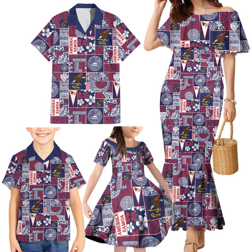 Manuia le Kerisimasi American Samoa Family Matching Mermaid Dress and Hawaiian Shirt Pacific Patchwork Xmas Vibes - Polynesian Pride