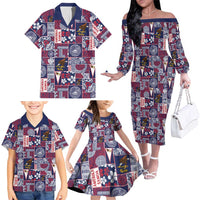 Manuia le Kerisimasi American Samoa Family Matching Off The Shoulder Long Sleeve Dress and Hawaiian Shirt Pacific Patchwork Xmas Vibes LT9 - Polynesian Pride