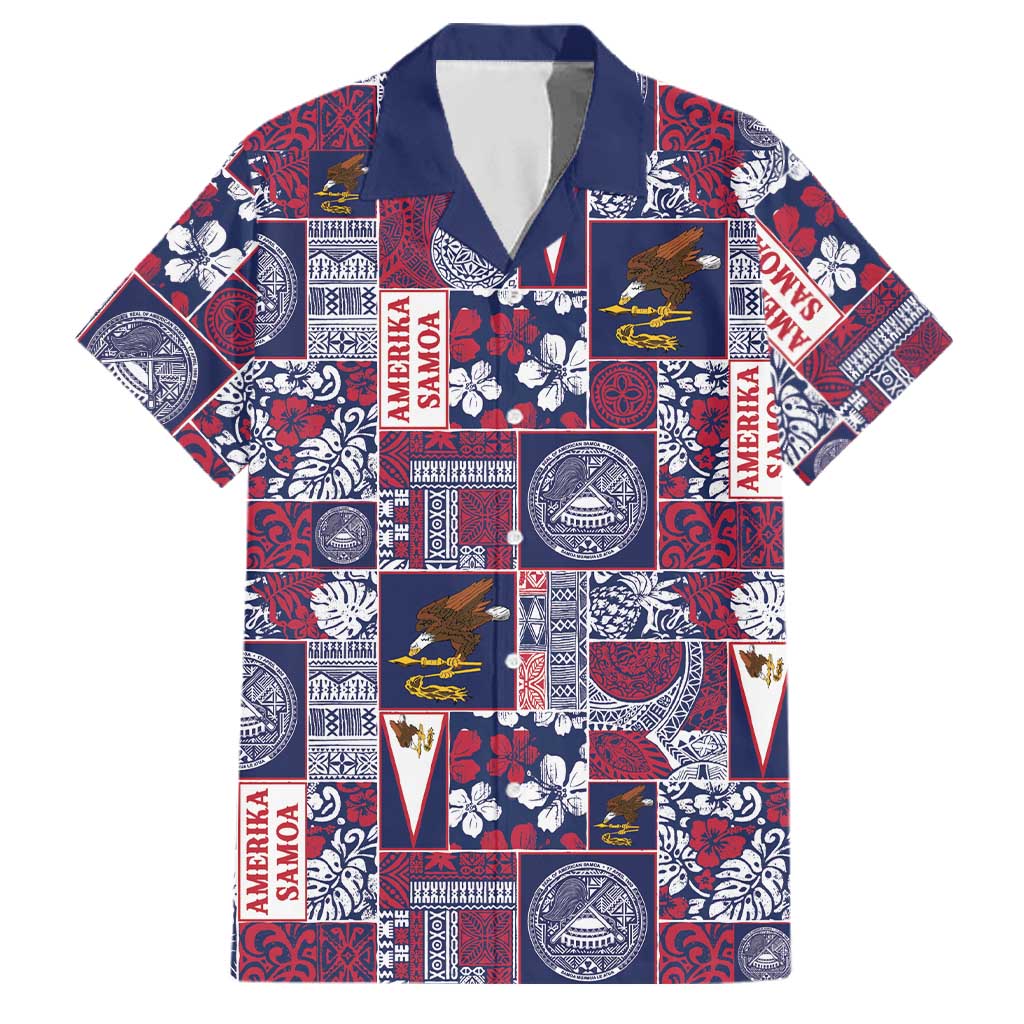Manuia le Kerisimasi American Samoa Family Matching Off Shoulder Short Dress and Hawaiian Shirt Pacific Patchwork Xmas Vibes - Polynesian Pride