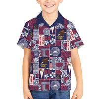 Manuia le Kerisimasi American Samoa Family Matching Short Sleeve Bodycon Dress and Hawaiian Shirt Pacific Patchwork Xmas Vibes LT9 Son's Shirt Blue - Polynesian Pride