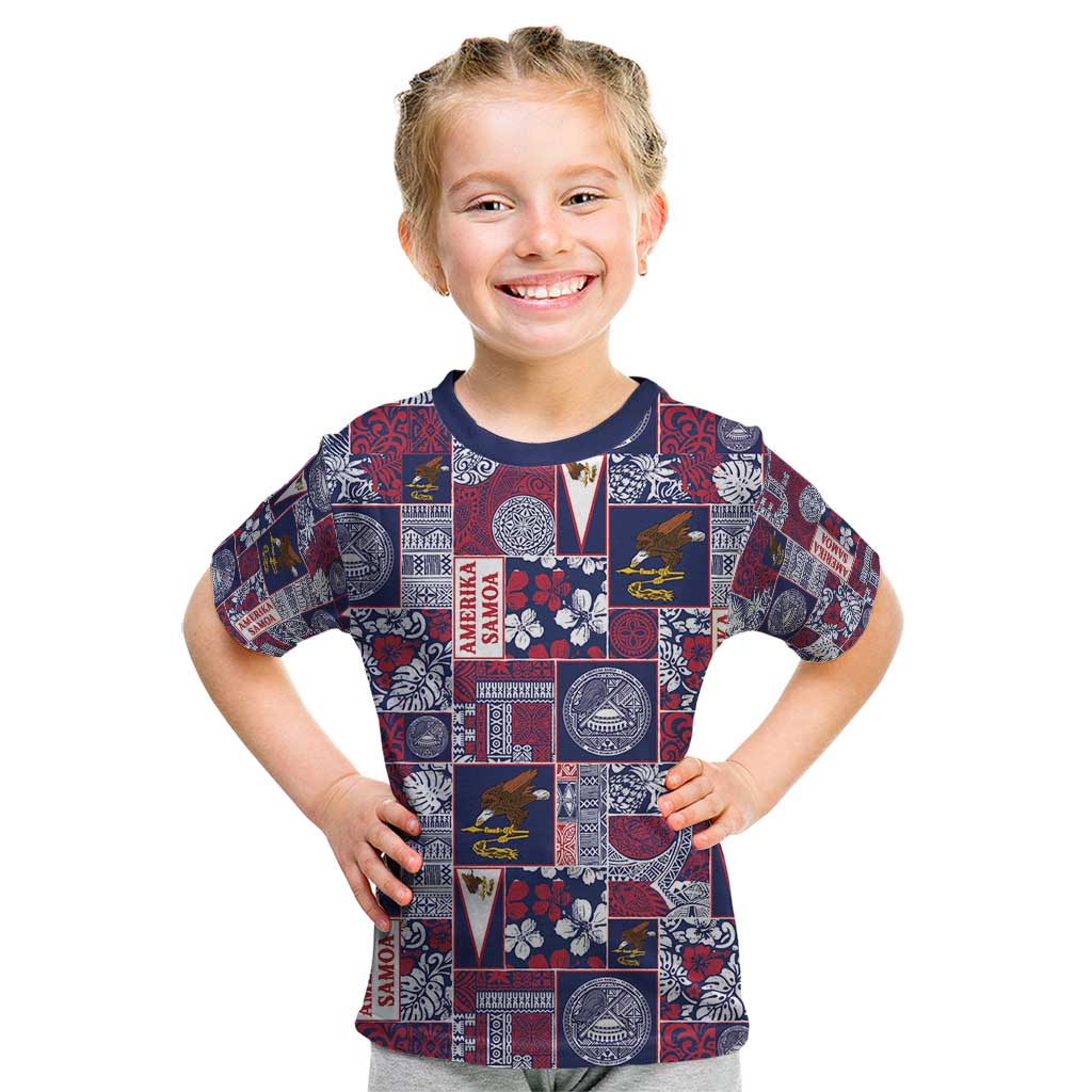 Manuia le Kerisimasi American Samoa Kid T Shirt Pacific Patchwork Xmas Vibes - Polynesian Pride