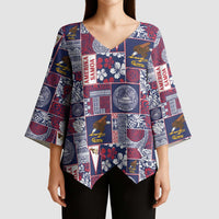 Manuia le Kerisimasi American Samoa Kimono Sleeve Blouse Pacific Patchwork Xmas Vibes - Polynesian Pride