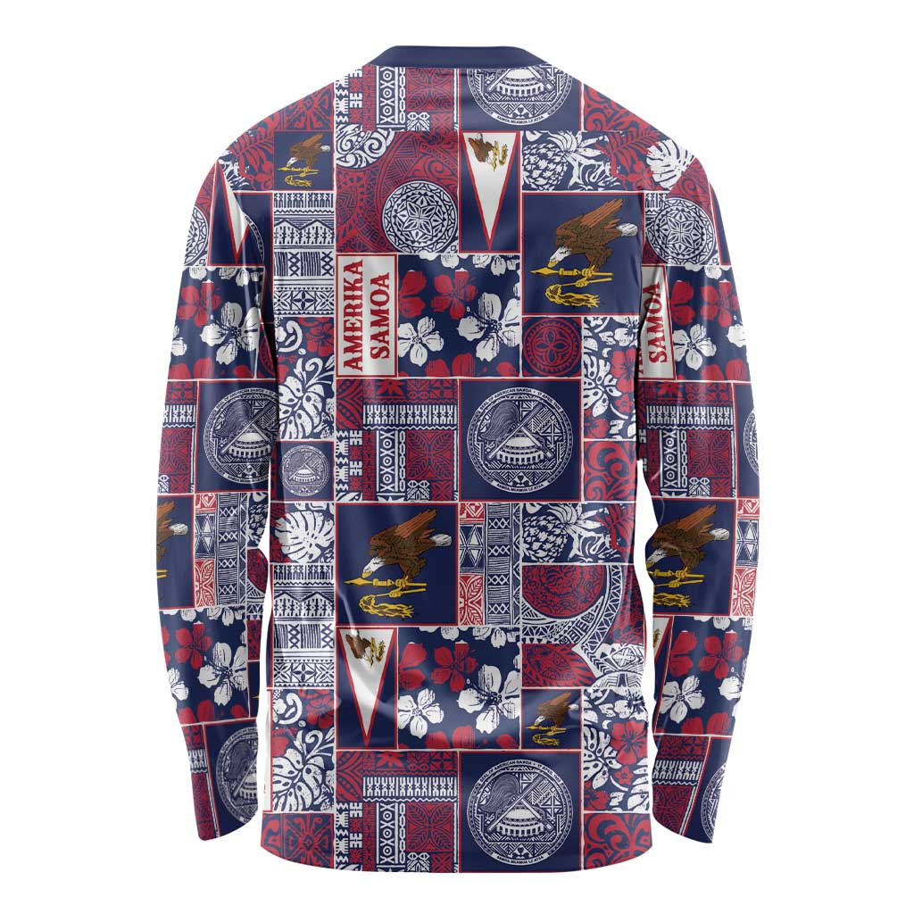 Manuia le Kerisimasi American Samoa Long Sleeve Shirt Pacific Patchwork Xmas Vibes LT9 - Polynesian Pride