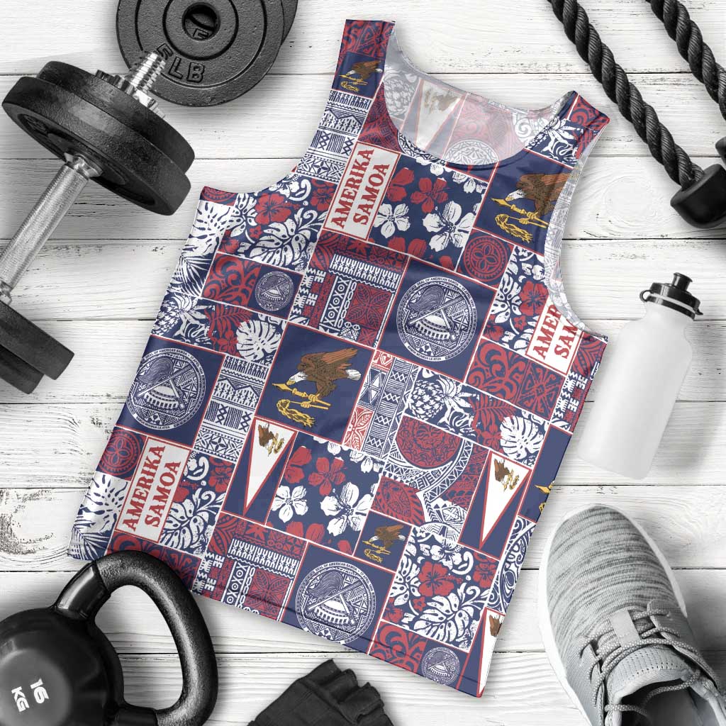Manuia le Kerisimasi American Samoa Men Tank Top Pacific Patchwork Xmas Vibes - Polynesian Pride