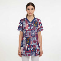 Manuia le Kerisimasi American Samoa Scrub Top Pacific Patchwork Xmas Vibes - Polynesian Pride