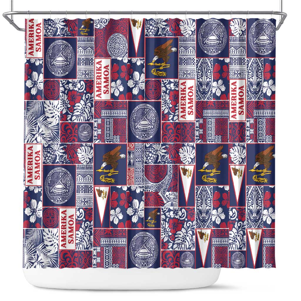 Manuia le Kerisimasi American Samoa Shower Curtain Pacific Patchwork Xmas Vibes - Polynesian Pride