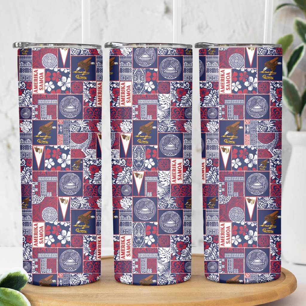 Manuia le Kerisimasi American Samoa Skinny Tumbler Pacific Patchwork Xmas Vibes LT9 - Polynesian Pride