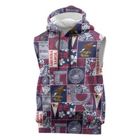 Manuia le Kerisimasi American Samoa Sleeveless Hoodie Pacific Patchwork Xmas Vibes - Polynesian Pride