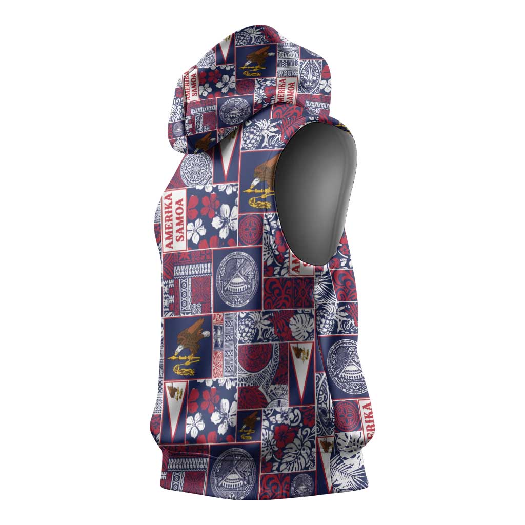 Manuia le Kerisimasi American Samoa Sleeveless Hoodie Pacific Patchwork Xmas Vibes - Polynesian Pride