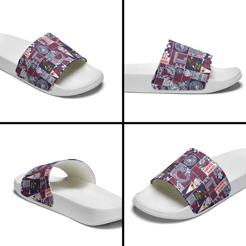Manuia le Kerisimasi American Samoa Slide Sandals Pacific Patchwork Xmas Vibes - Polynesian Pride
