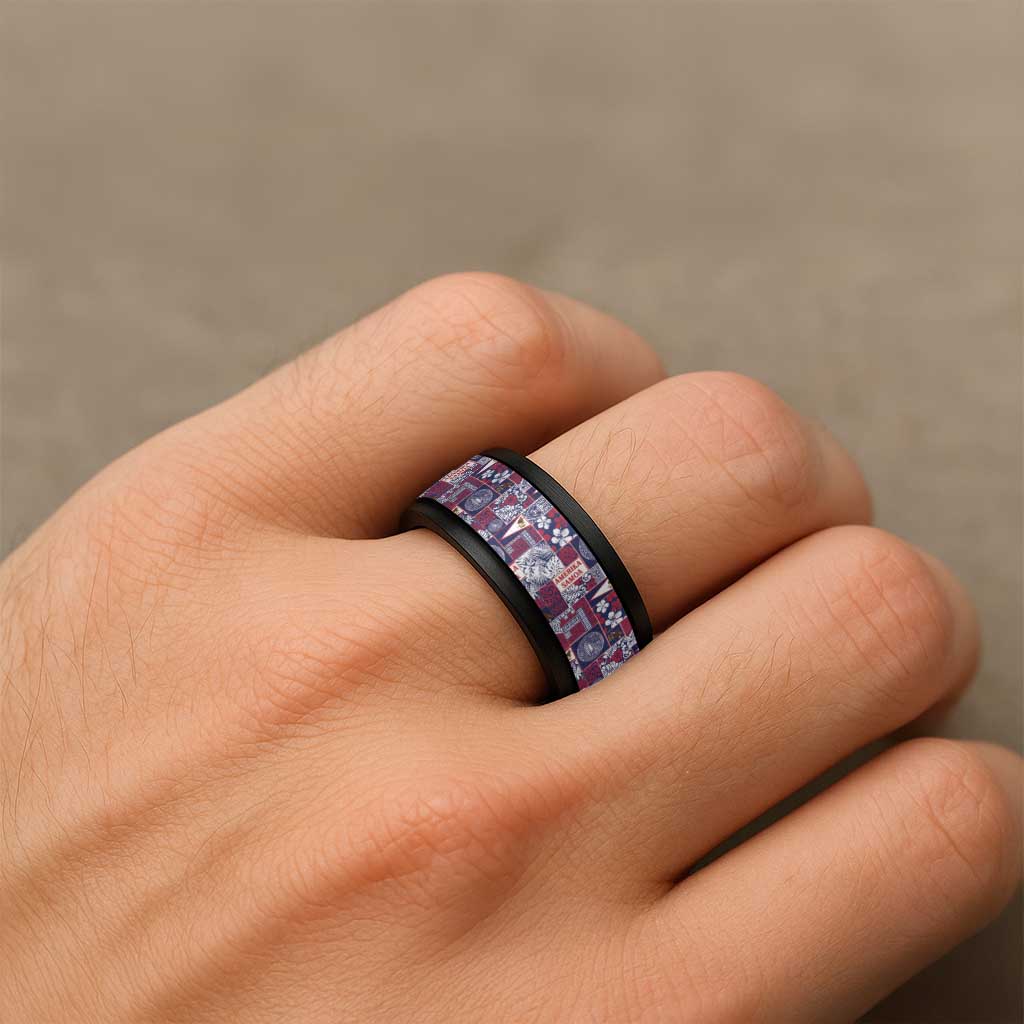 Manuia le Kerisimasi American Samoa Spinner Ring Pacific Patchwork Xmas Vibes - Polynesian Pride