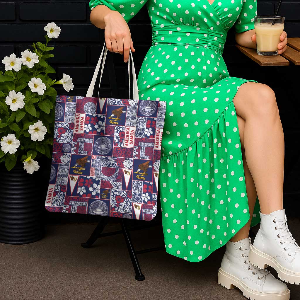 Manuia le Kerisimasi American Samoa Tote Bag Pacific Patchwork Xmas Vibes - Polynesian Pride