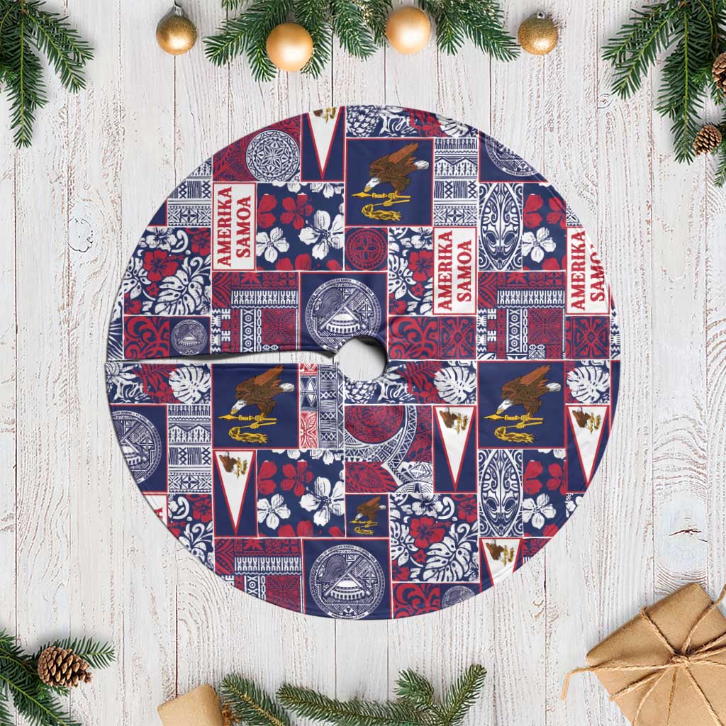 Manuia le Kerisimasi American Samoa Tree Skirt Pacific Patchwork Xmas Vibes - Polynesian Pride