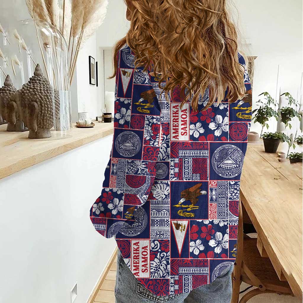 Manuia le Kerisimasi American Samoa Women Casual Shirt Pacific Patchwork Xmas Vibes - Polynesian Pride