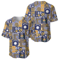 Ekamawir omo Nauru Baseball Jersey Pacific Patchwork Xmas Vibes - Polynesian Pride
