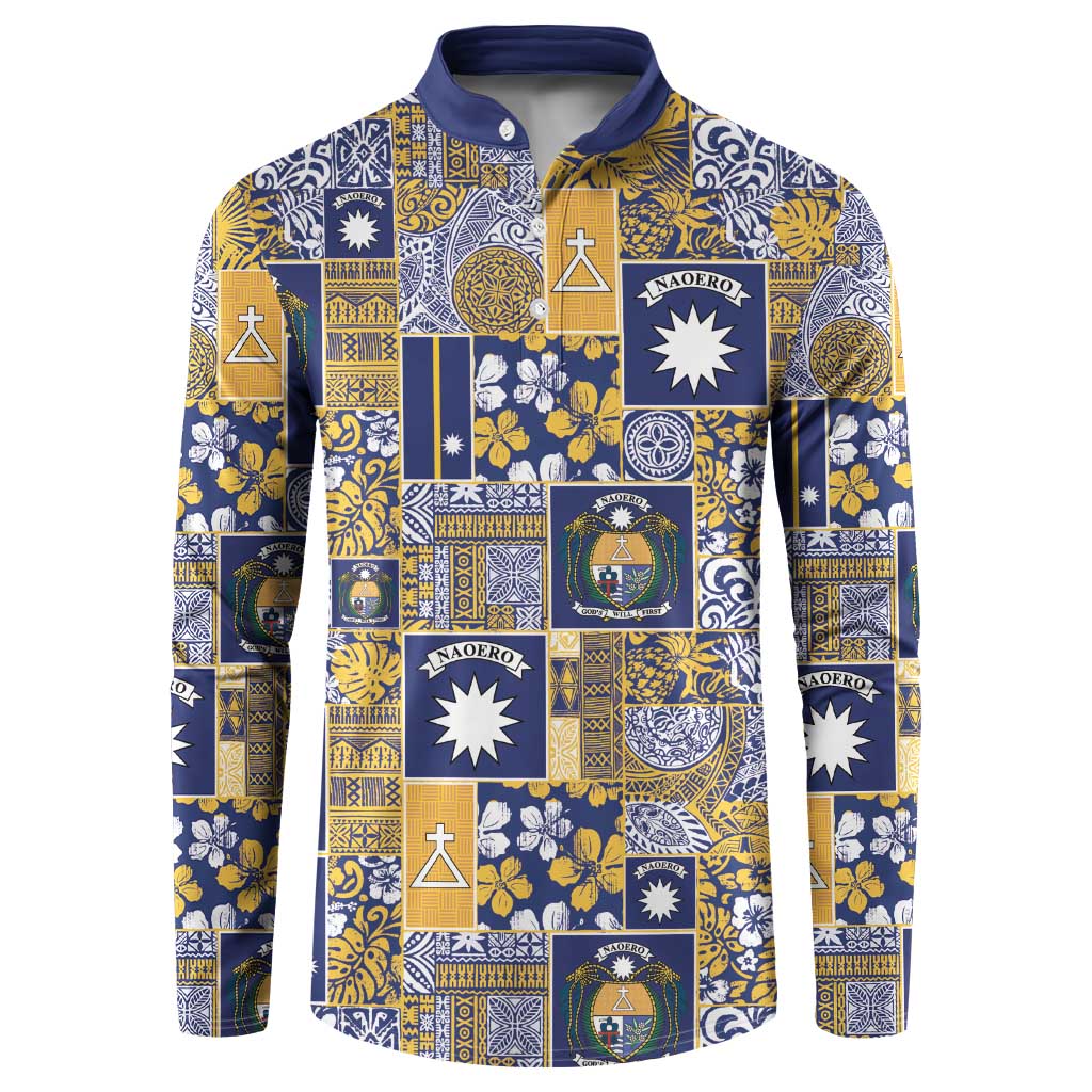 Ekamawir omo Nauru Button Sweatshirt Pacific Patchwork Xmas Vibes - Polynesian Pride