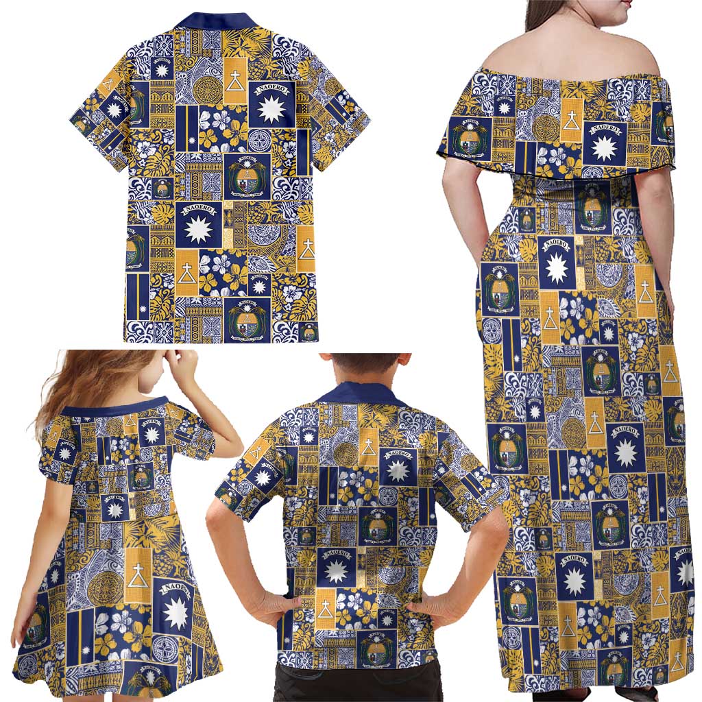 Ekamawir omo Nauru Family Matching Off Shoulder Maxi Dress and Hawaiian Shirt Pacific Patchwork Xmas Vibes - Polynesian Pride