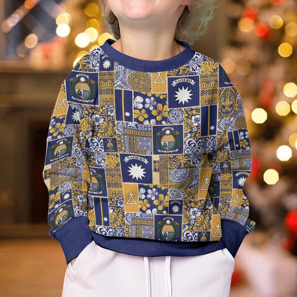 Ekamawir omo Nauru Kid Ugly Christmas Sweater Pacific Patchwork Xmas Vibes - Polynesian Pride