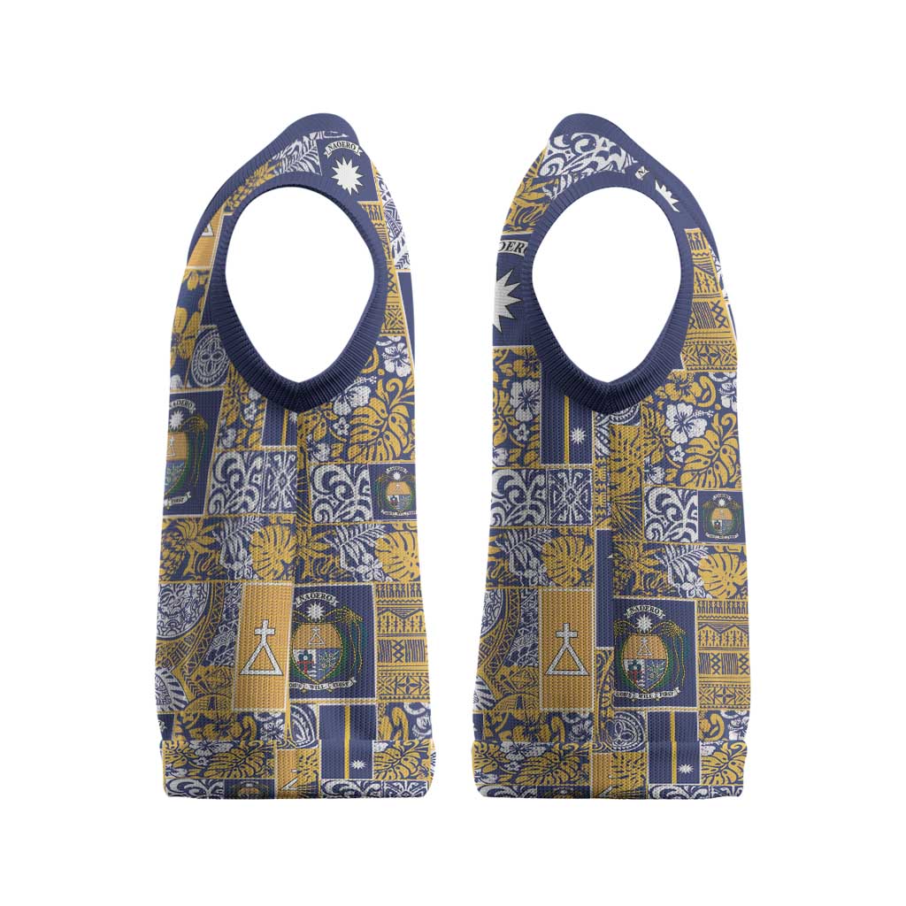 Ekamawir omo Nauru Christmas Knitted V-Neck Vest Pacific Patchwork Xmas Vibes - Polynesian Pride