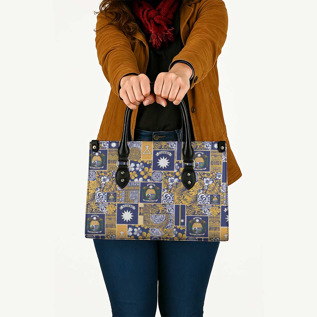 Ekamawir omo Nauru Leather Bag Pacific Patchwork Xmas Vibes - Polynesian Pride