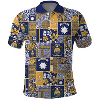 Ekamawir omo Nauru Polo Shirt Pacific Patchwork Xmas Vibes - Polynesian Pride