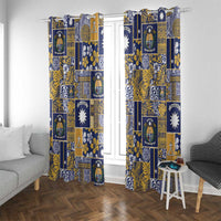 Ekamawir omo Nauru Window Curtain Pacific Patchwork Xmas Vibes - Polynesian Pride