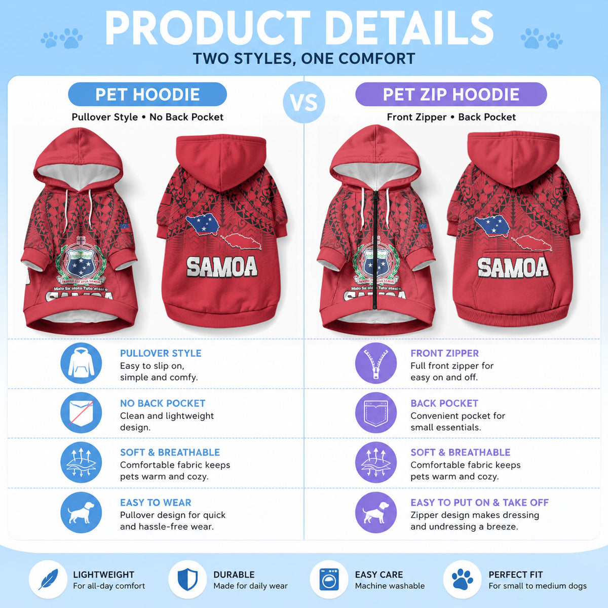 Polynesian Independent State of Samoa Red Pet Hoodie LT9 - Polynesian Pride